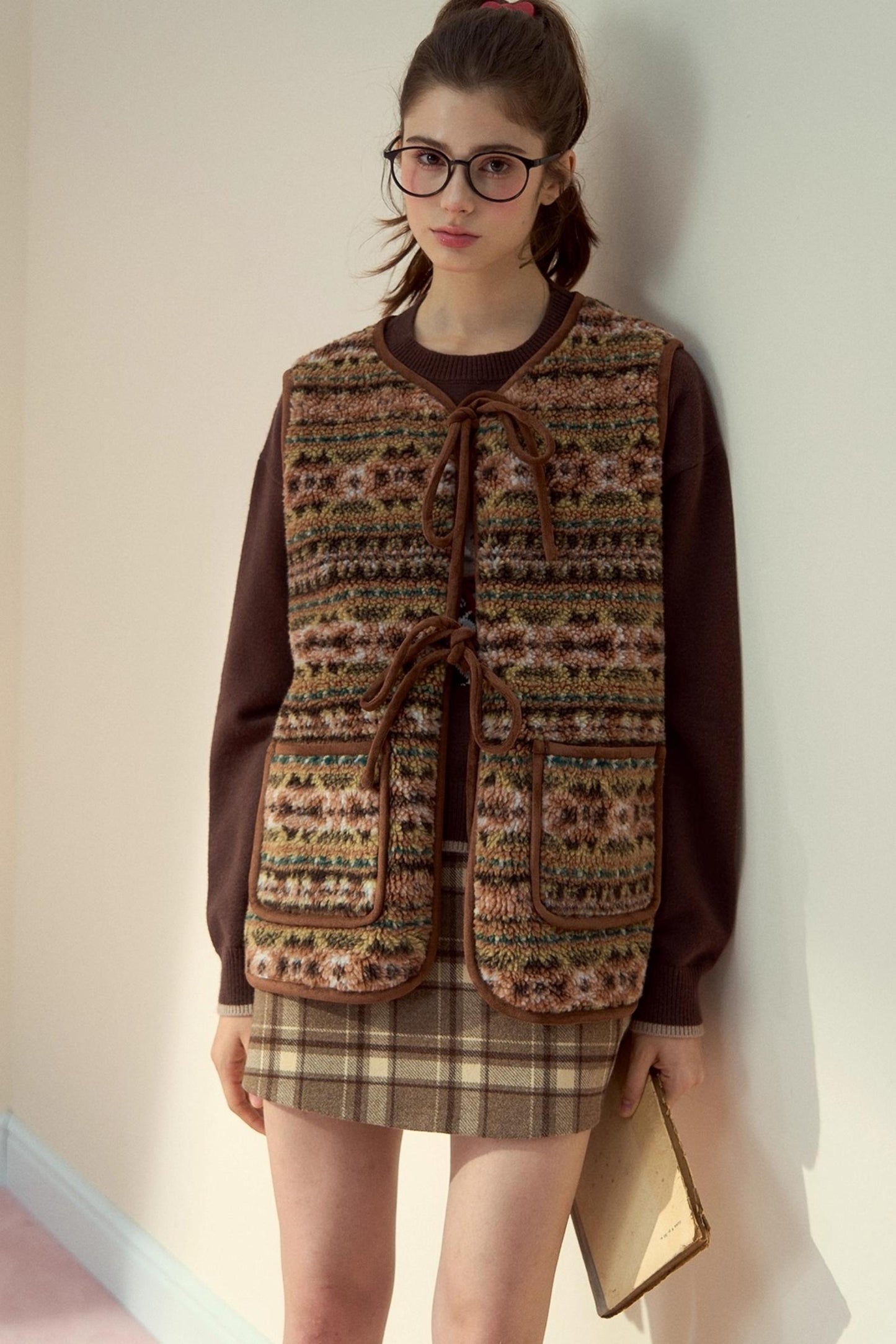 Reversible Bow Strap Fur Vest