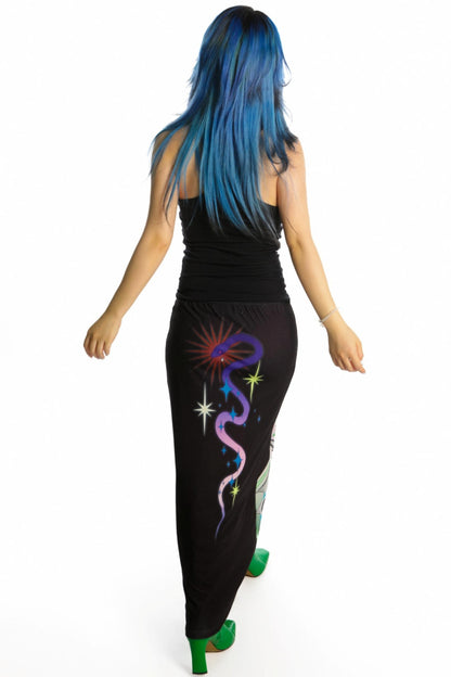 Reversible Print Stretch Casual Maxi Skirt