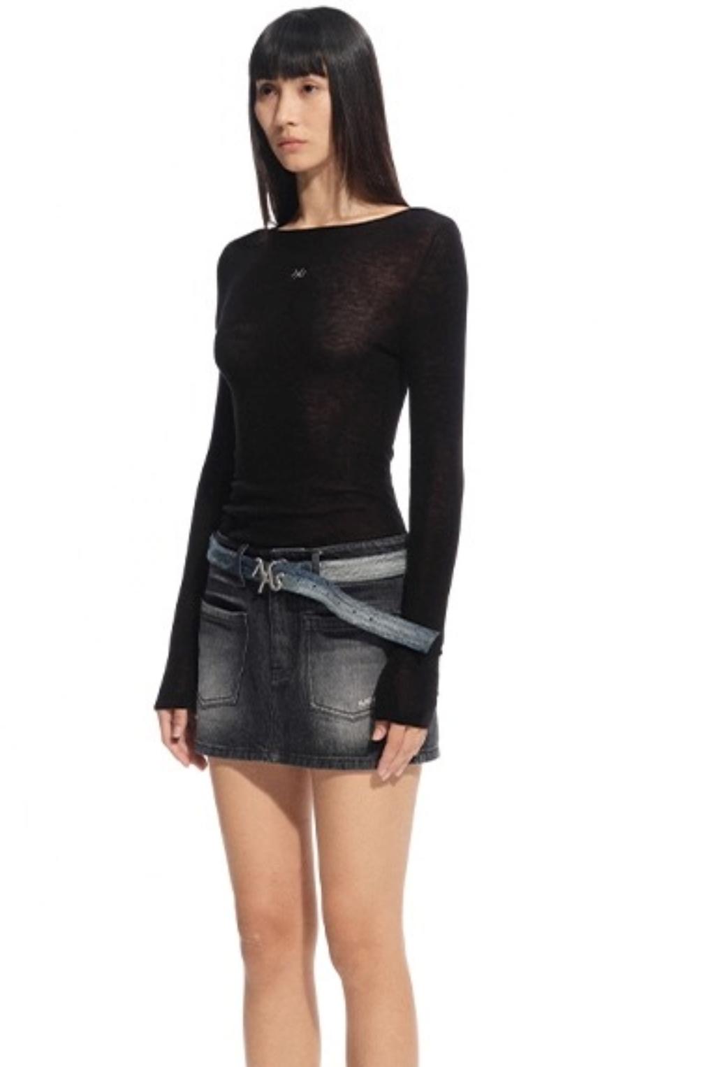 High Neck Long Sleeve Knit Wool Top