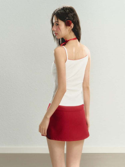 Retro College Style Scalloped Pleated Mini Skirt