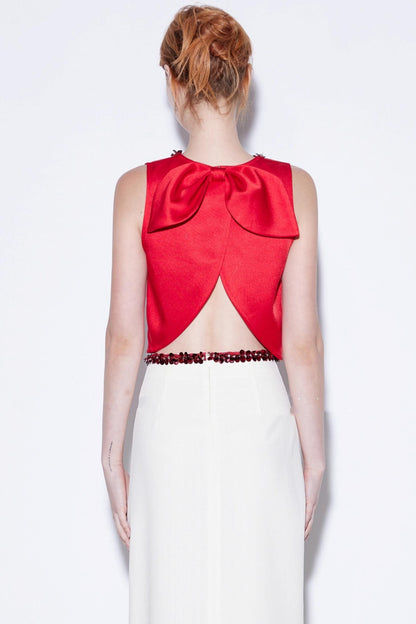 Red Satin Bow Top