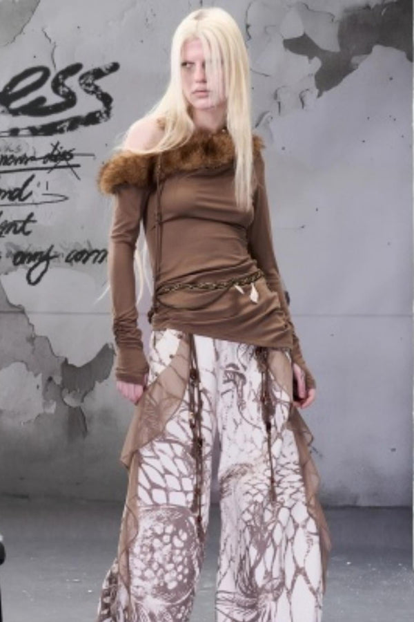 Velvet Rise Fur Collar Base Layer Top