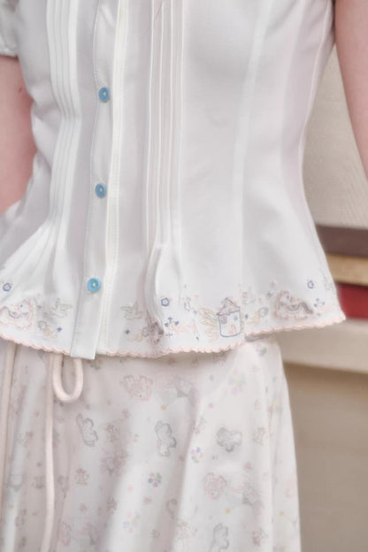Handmade Embroidered Doll Collar Shirt