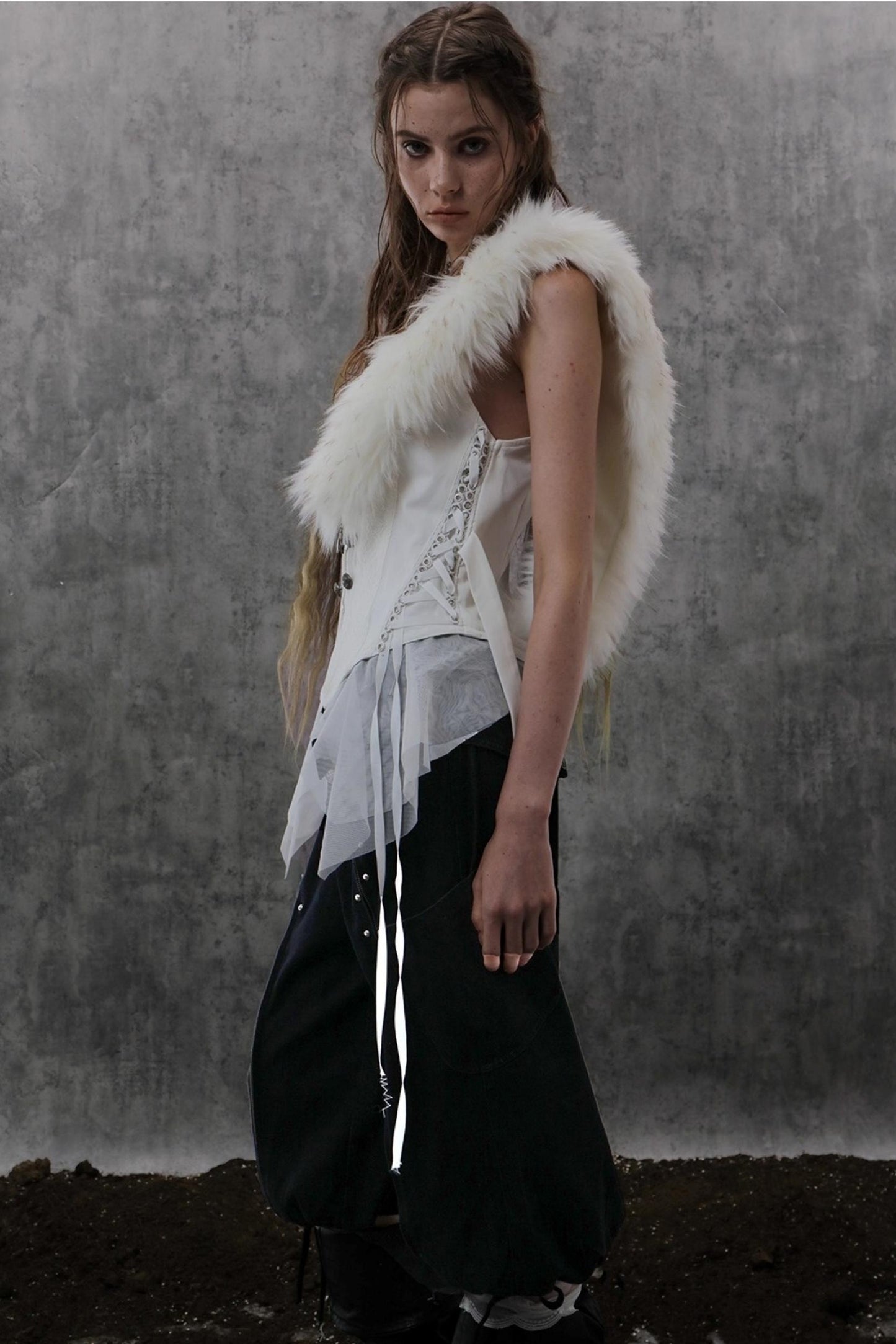 Yarn Stitched Vintage Fur Vest