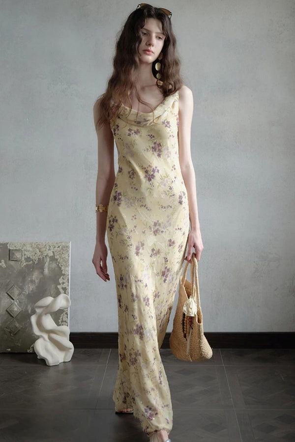 Burnt Floral Jacquard Dress