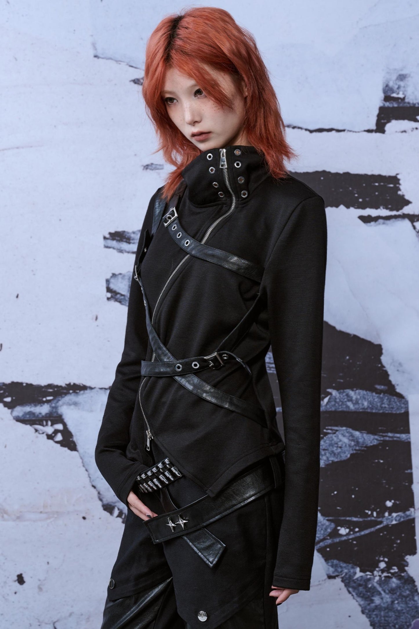 Metallic Turtleneck Knit Top