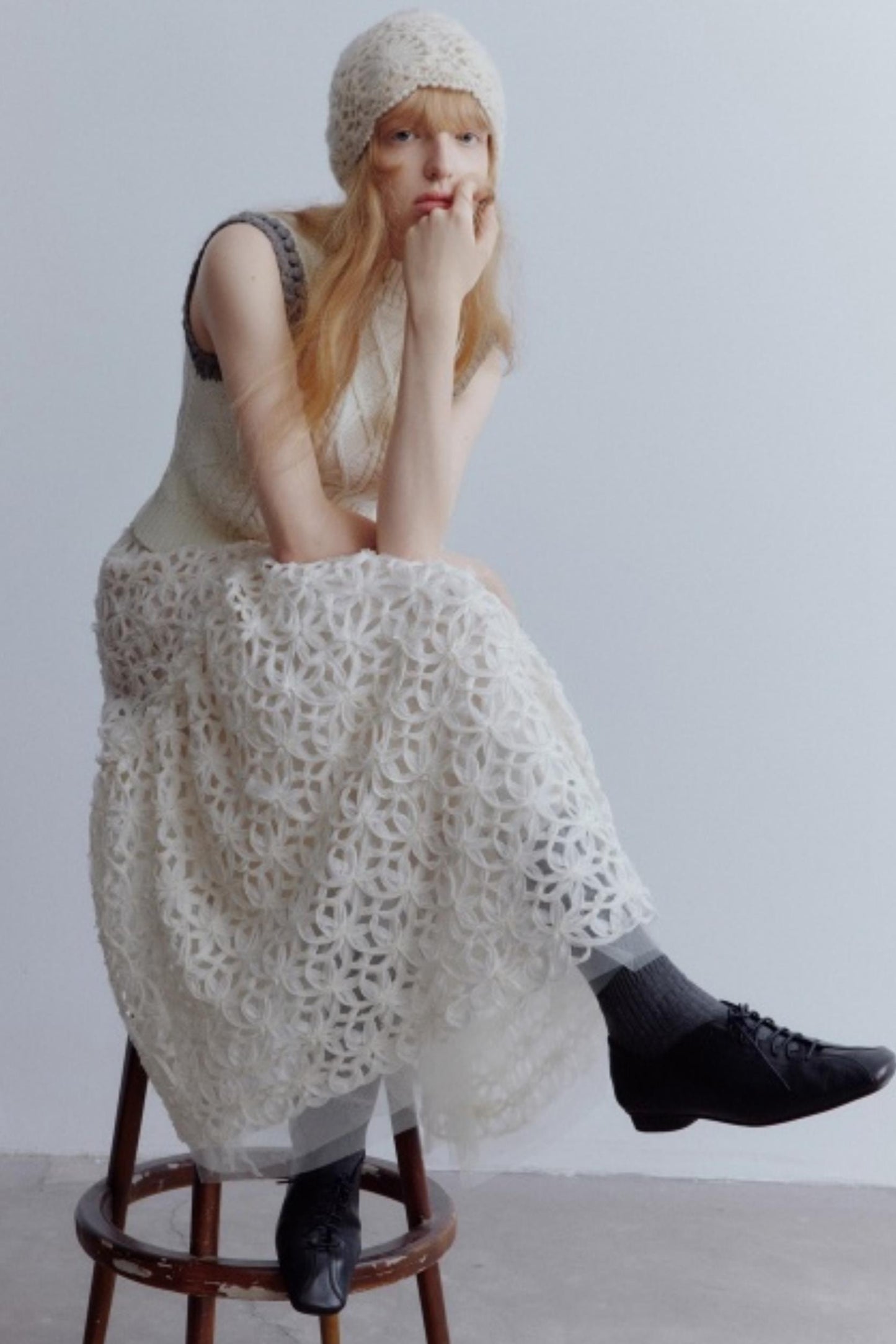 Lamb Cotton Crochet Woolen Vest