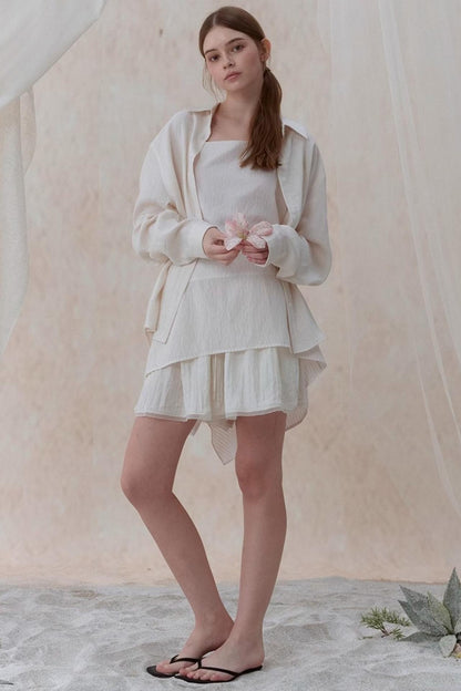 Draped Pearl Stripe Camisole Set-UP