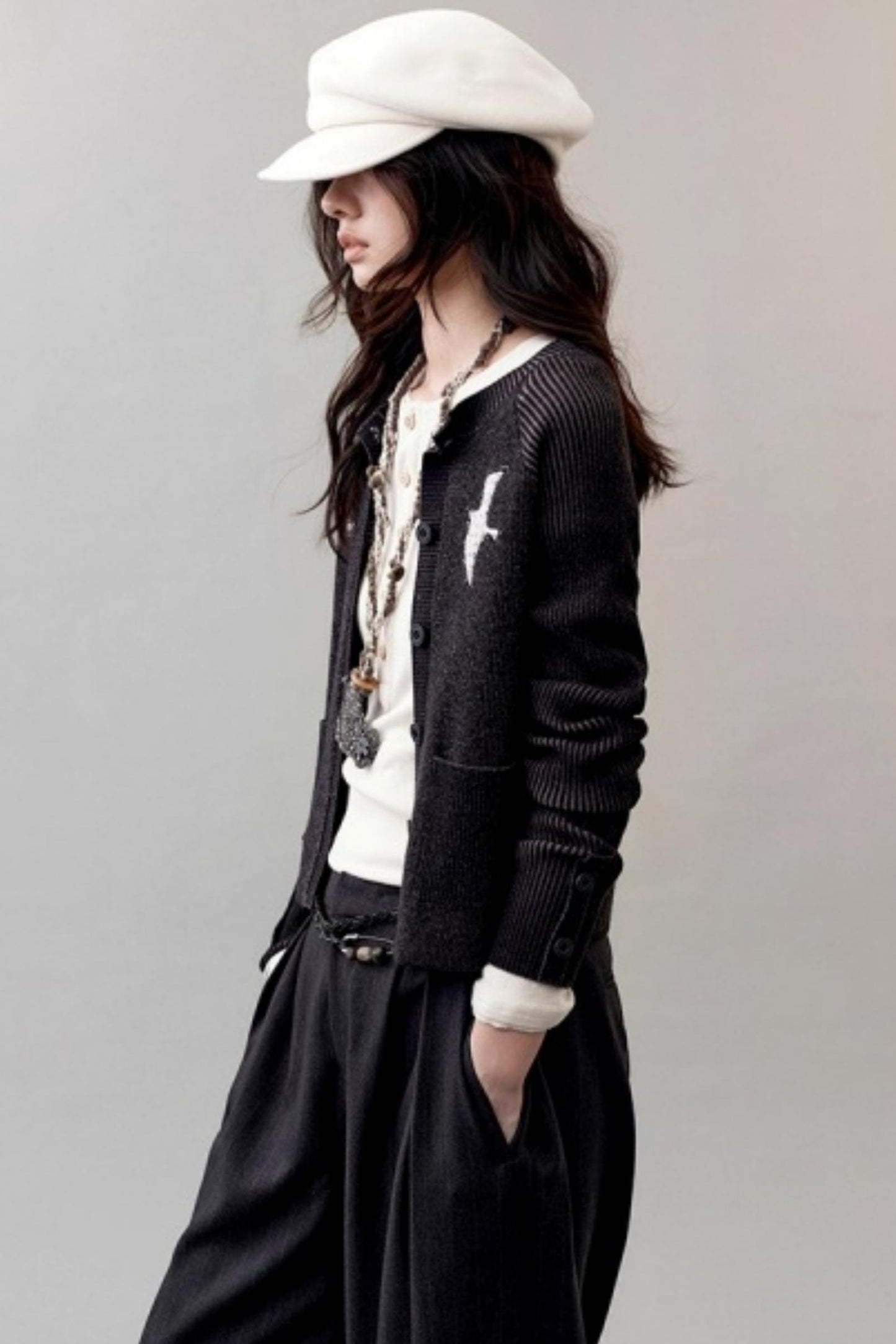 Patch Embroidered Knitted Cardigan