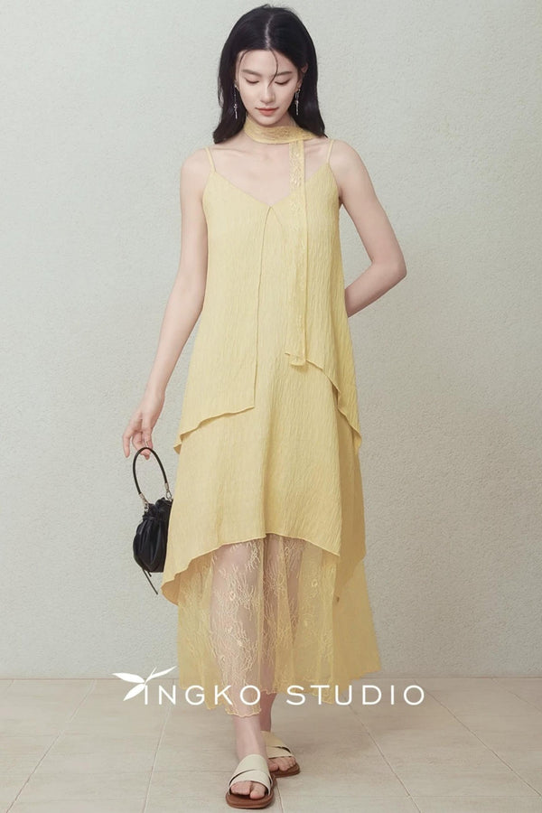 Yellow Patchwork Slip Dress