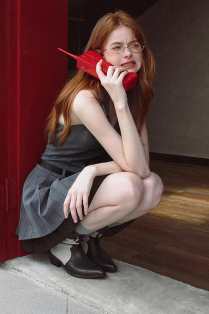 Vintage Gray V-Neck Layered Dress