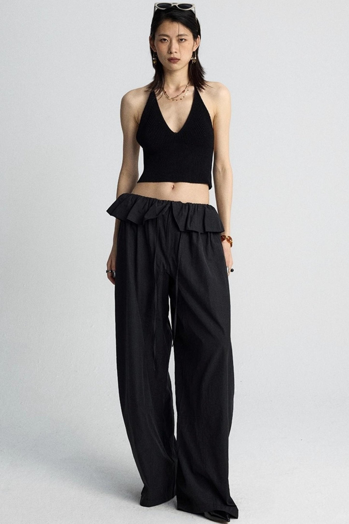 Orange V-Neck Knitted Vest