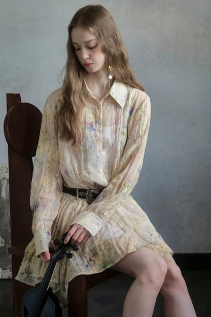 Sunset Embroidery Pleated Dress Set