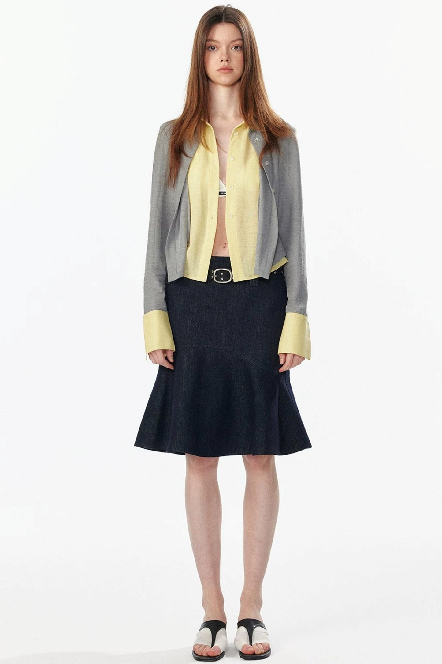 Color-Blocked Fake Two-Piece Shirt