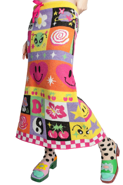 Retro Rainbow Knit Skirt