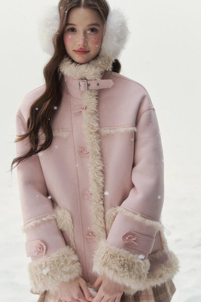 Pink and Blue Reversible Fur Coat