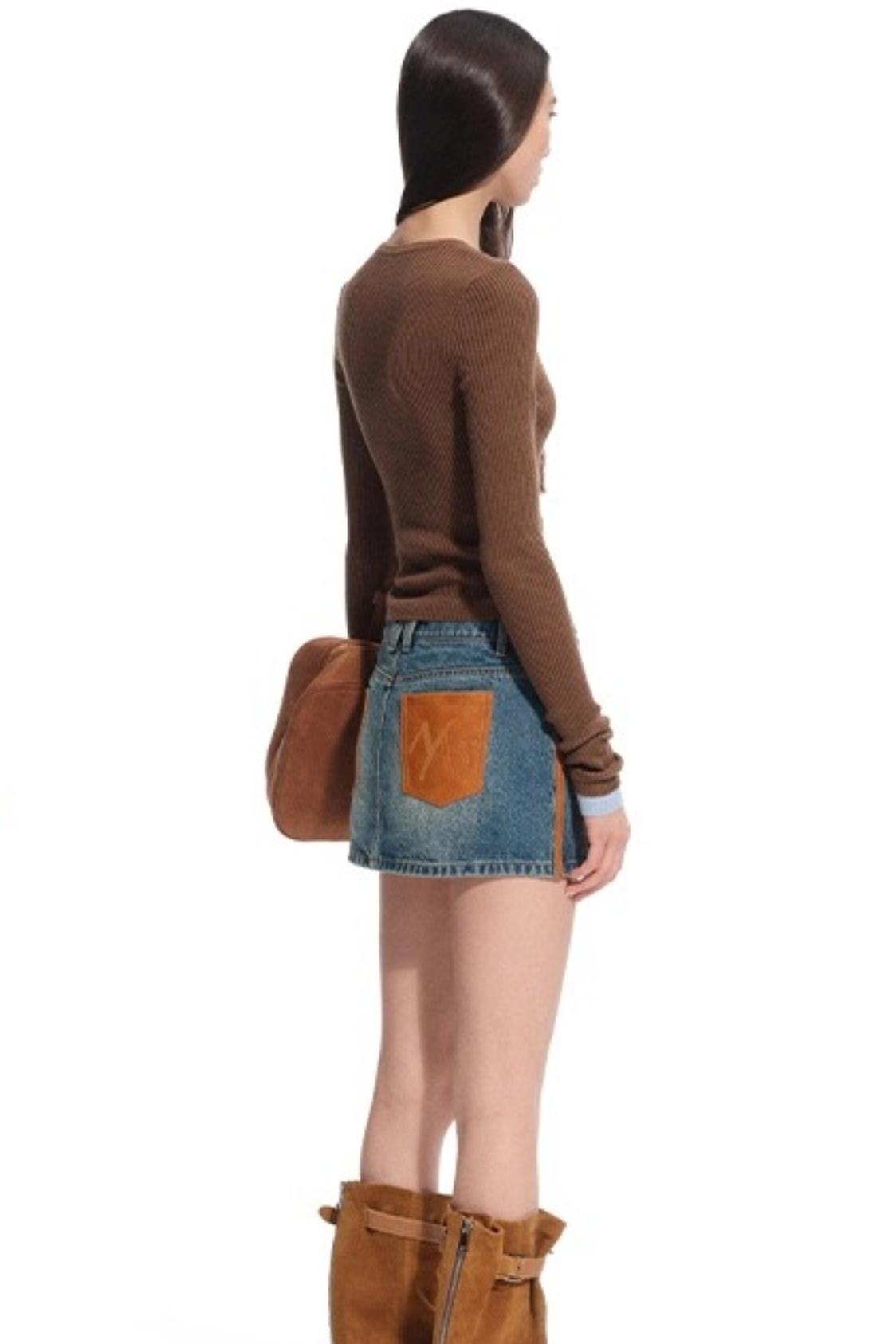 Modern Retro Twill Patchwork Hip Skirt