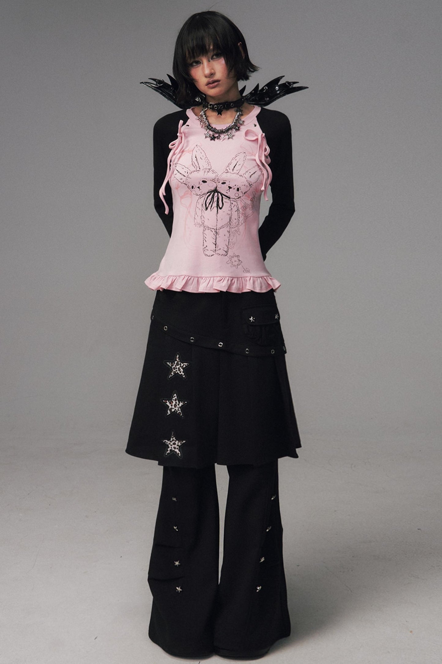 Asian Lace Stretch Long Sleeve T-Shirt