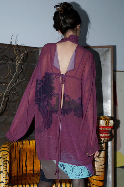 New Chinese Style Loose Chiffon Shirt