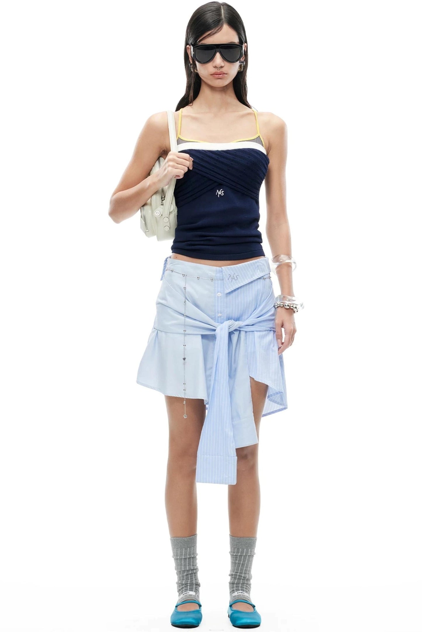 Lace Knit Ruched Vest
