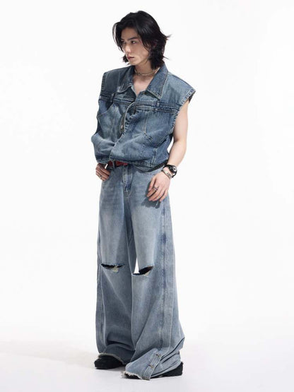 Niche Design Holes Loose Fitting Jeans