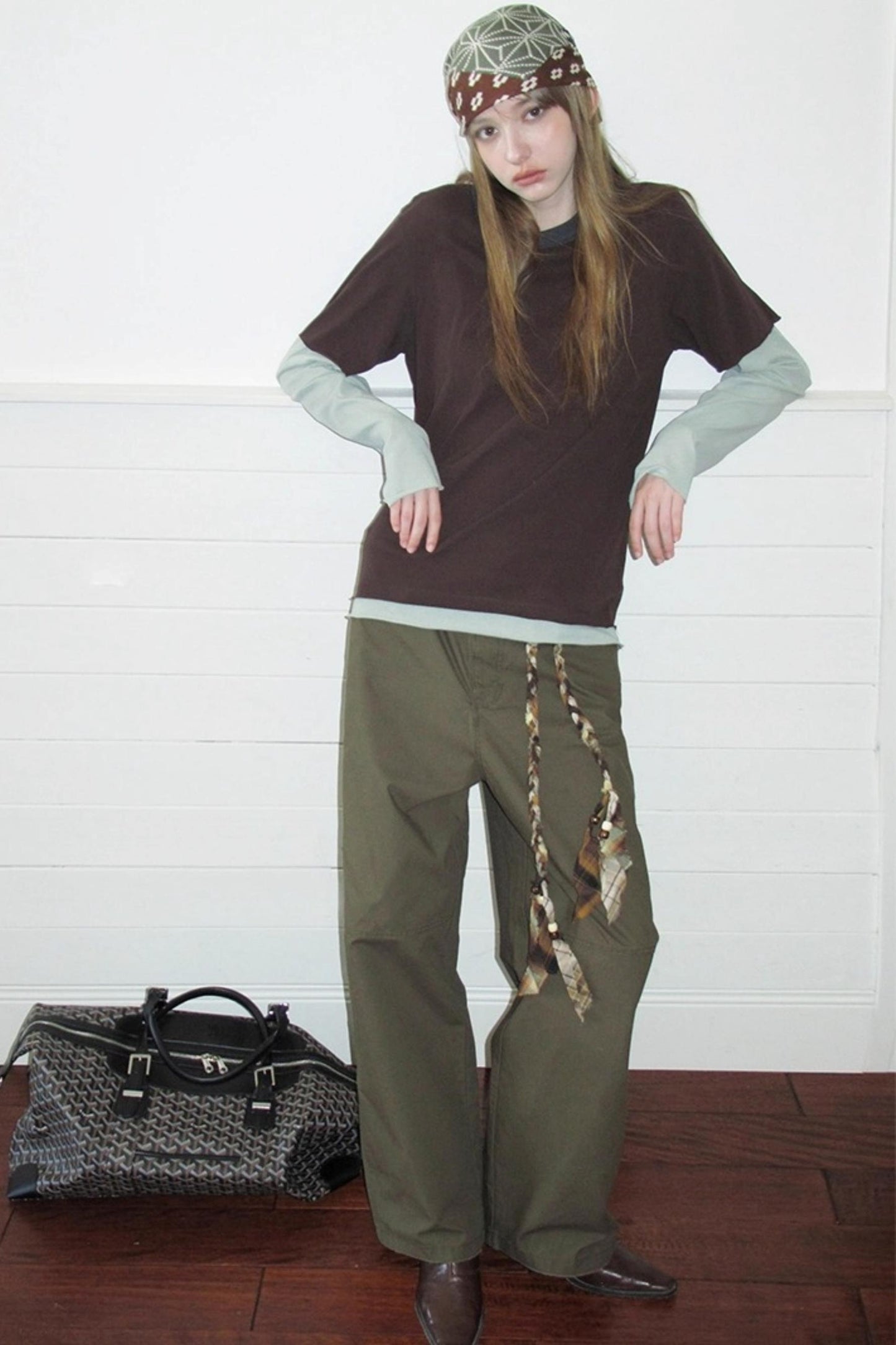 Fake Two-Piece Contrast Long Sleeve T-shirt