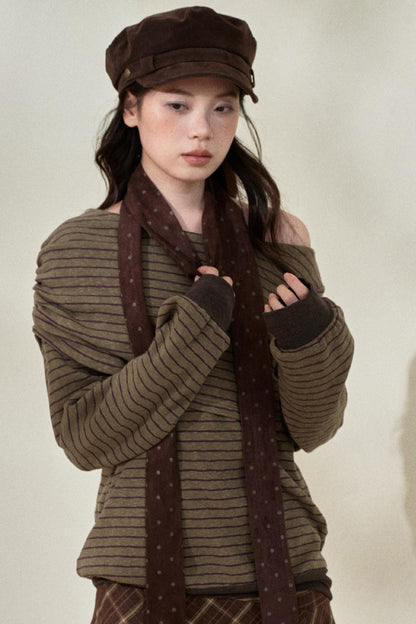 Retro Striped Off-Shoulder Top