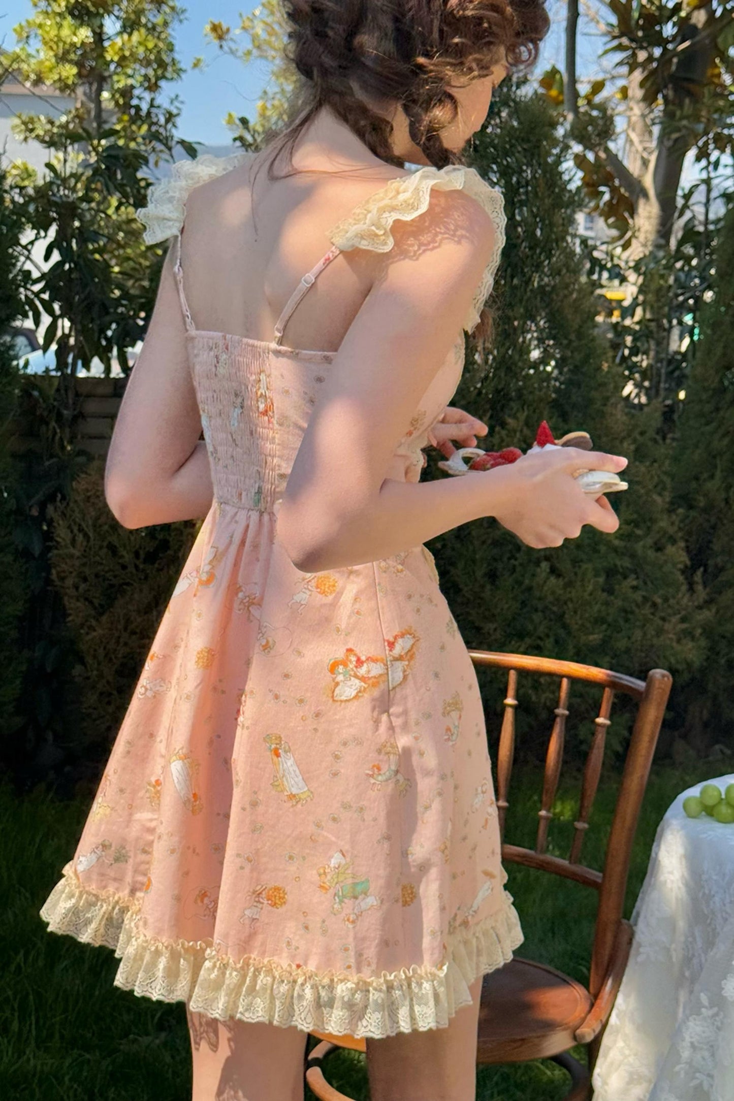 Pink Almond Lace Halter Dress