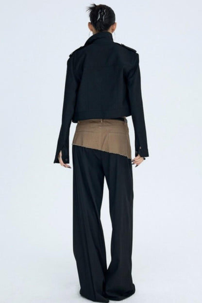 Diagonal Color-Blocking Workwear Pants