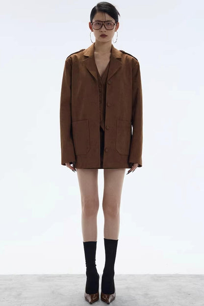 Hazelnut Suede Mini Skirt