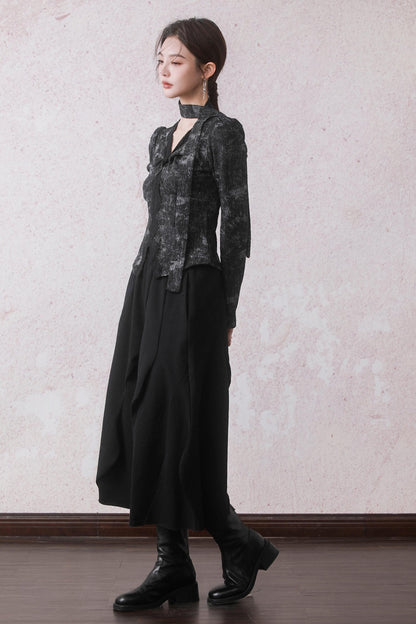 Mist Black Dyed Lace Top