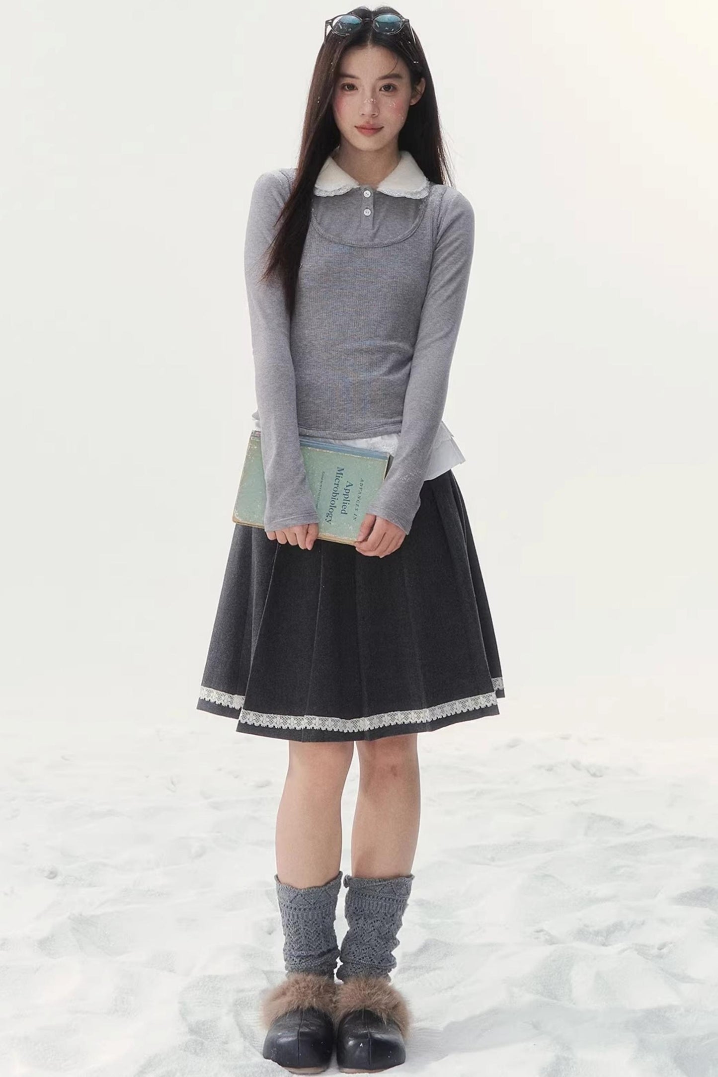 Faux Two-Piece Knitted T-Shirt