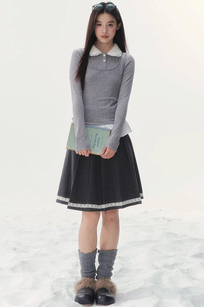 Faux Two-Piece Knitted T-Shirt