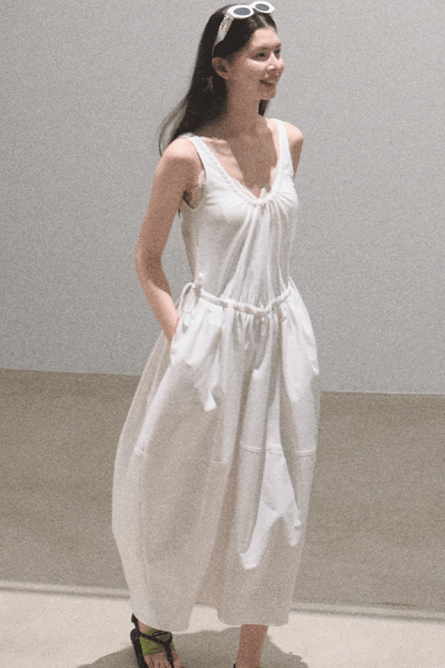 Sycamore Rose Fiber Balloon Skirt Dress