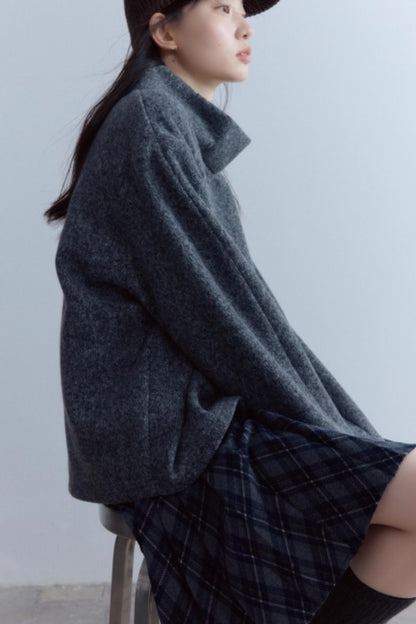 Carbon Gray Plush Wool Knit Set-Up