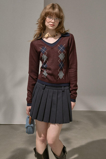 Slim V-Neck Warm Knitted Top