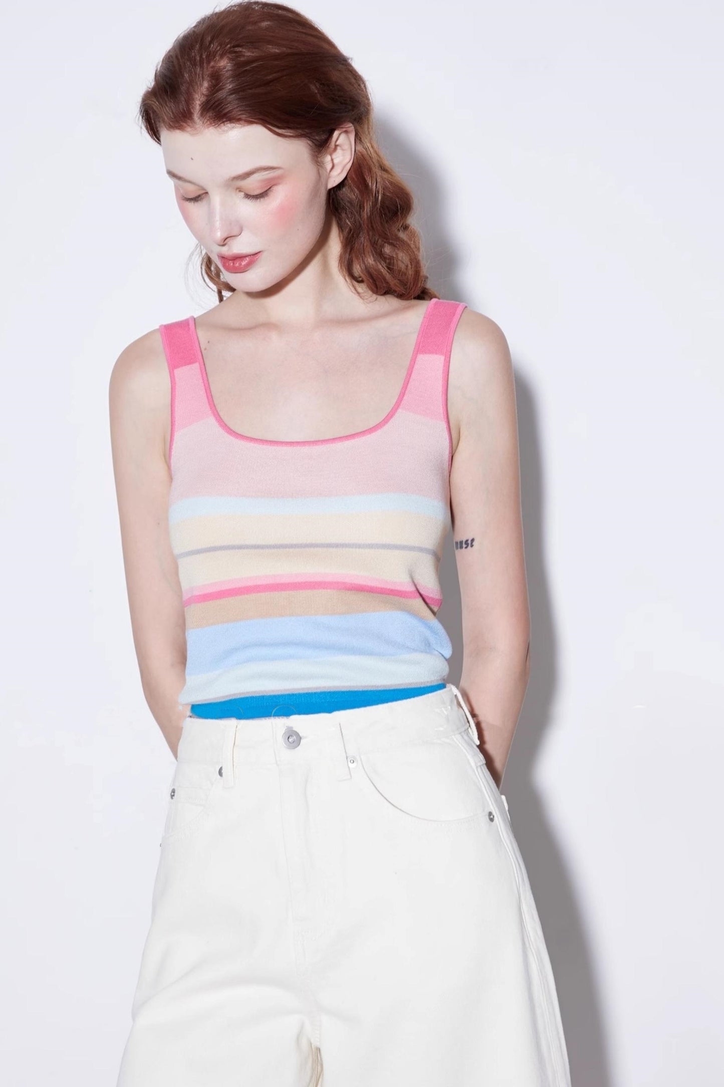 Summer Stripe Silk-Lycra Knit Vest