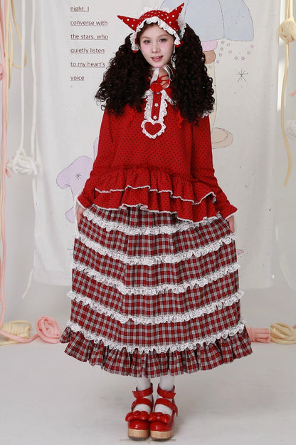 Red Plaid Lolita Skirt