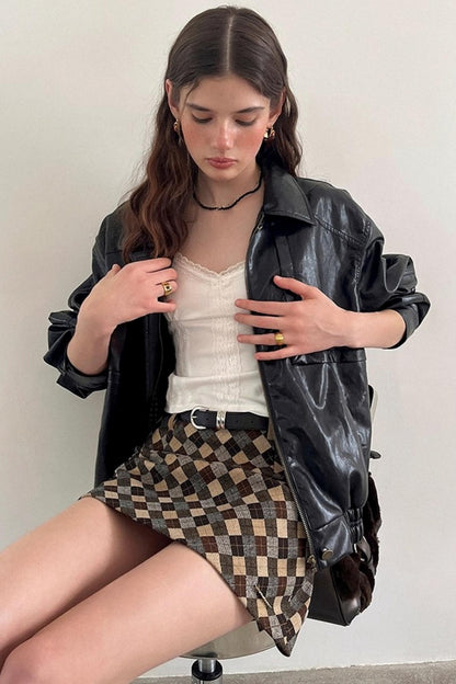 Casual Silhouette Biker Style Jacket