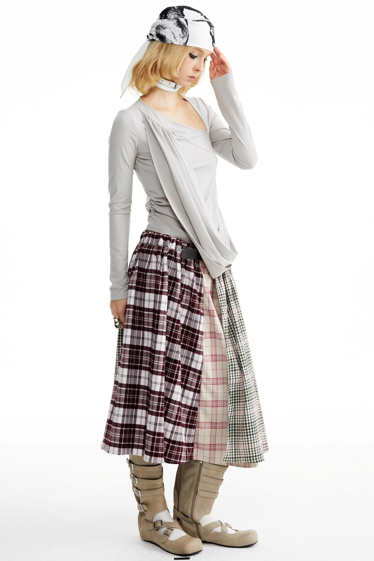 Pleated Panelled Skirt