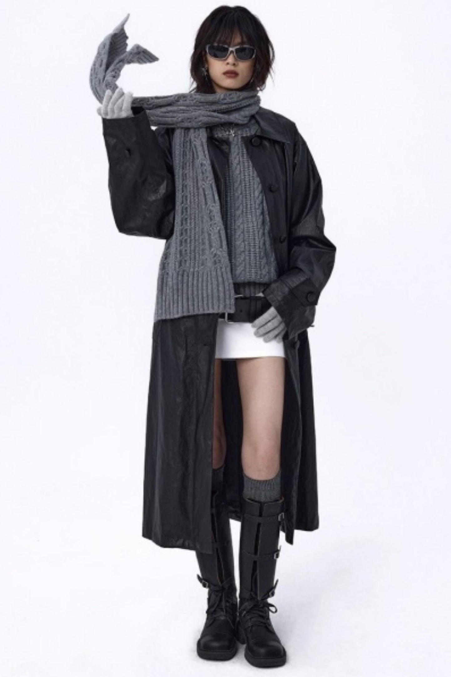 Vintage Paris Gray Knit Scarf