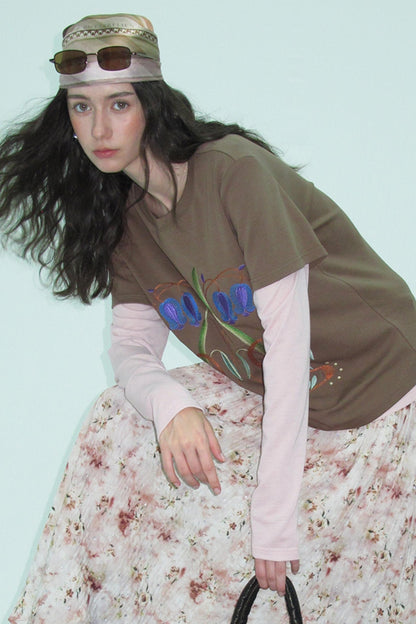 Brushed Knit Long Sleeve T-shirt