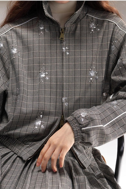 Gray Beaded Academy Jacket Set-Up