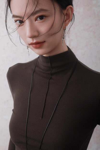 Autumn Warm Semi-Turtleneck T-shirt