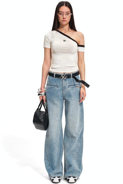 Asymmetrical Ice Linen Top