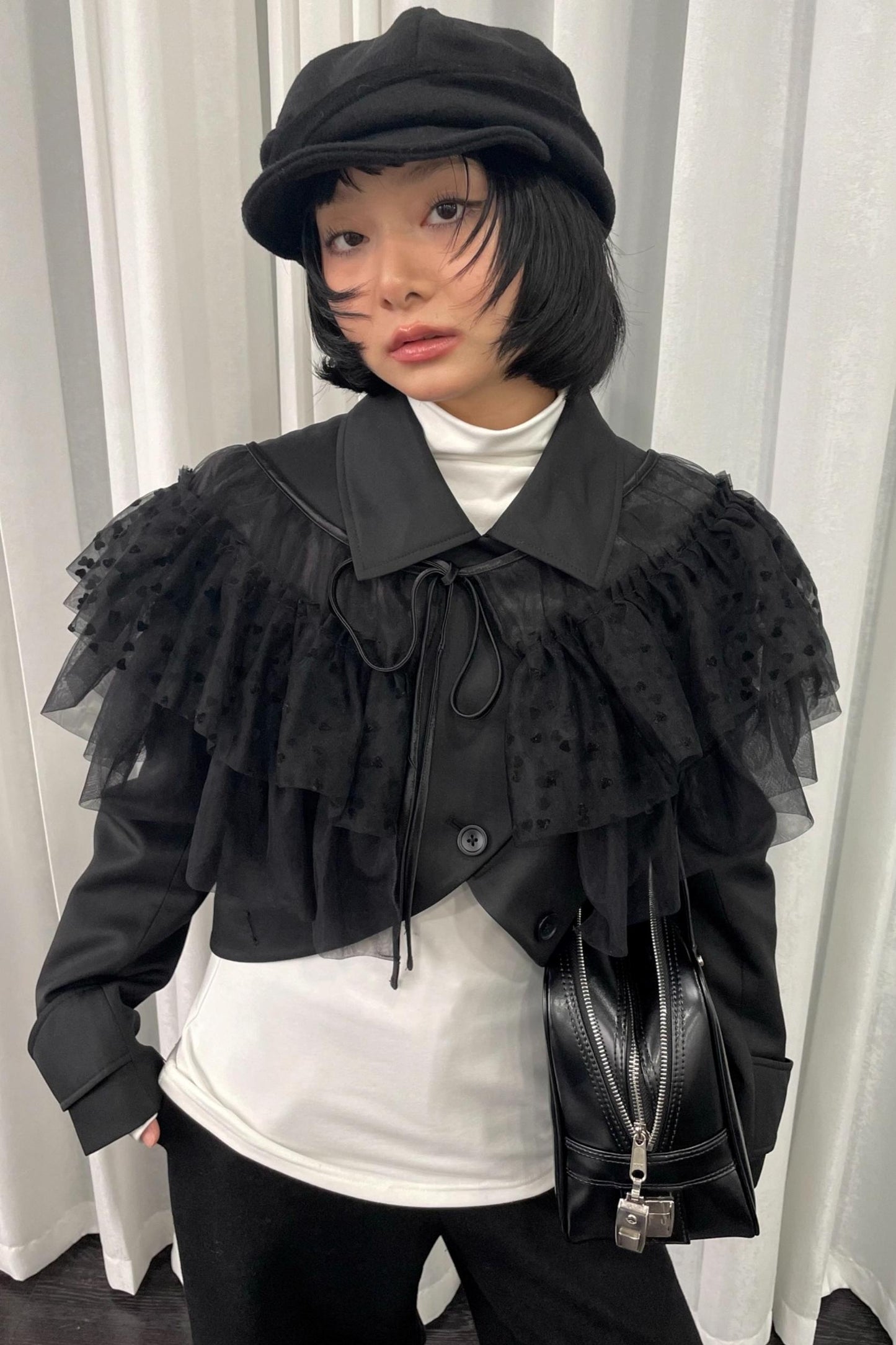 Deodorizing Mesh Lace-Up Shawl Cape