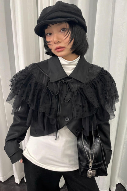 Deodorizing Mesh Lace-Up Shawl Cape