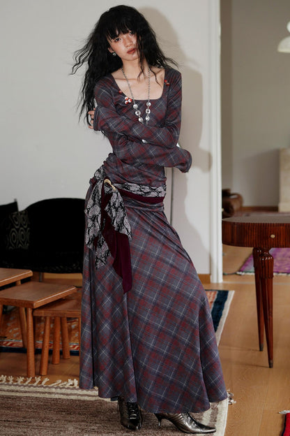 Vintage Check Slim Dress