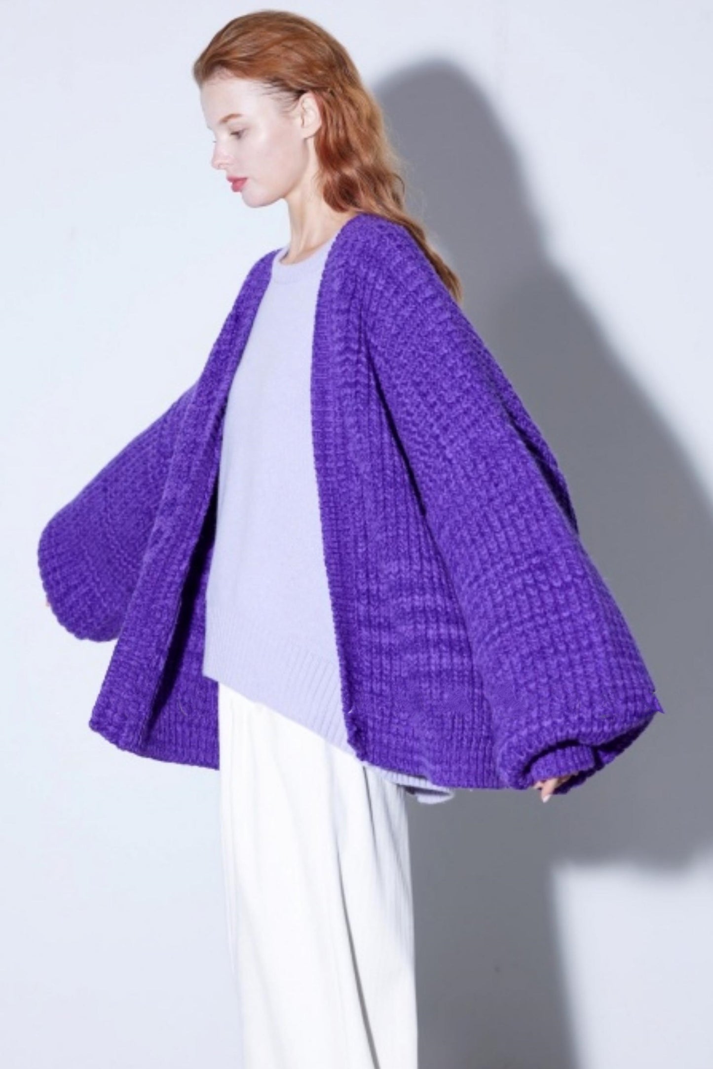 Heavyweight Two-Tone Lantern Cardigan