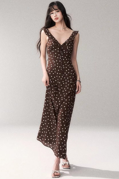 Brown Polka Dot Summer Dress